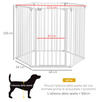Cancelletto di Sicurezza per Animali Domestici 123x102x100 cm in Acciaio e Plastica Bianco