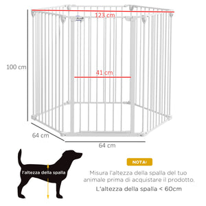 Cancelletto di Sicurezza per Animali Domestici 123x102x100 cm in Acciaio e Plastica Bianco