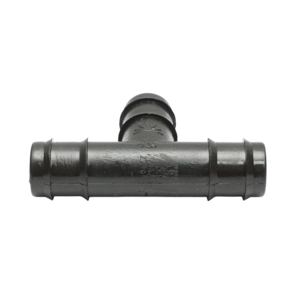 Raccordo a T con attacco uguale per tubo di irrigazione a goccia, 25x25x25 mm, per sistemi di irrigazione.
