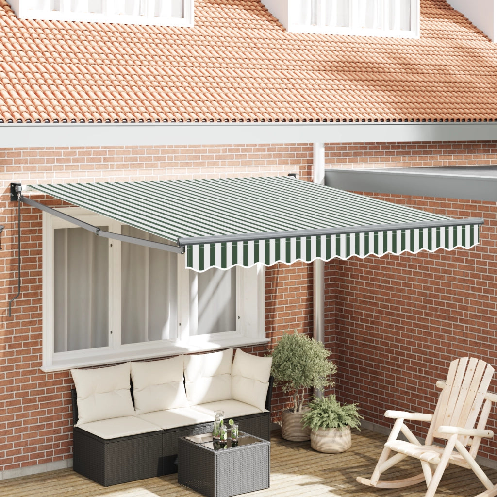 Tenda retrattile manuale  Verde e Bianco 300x250 cm
