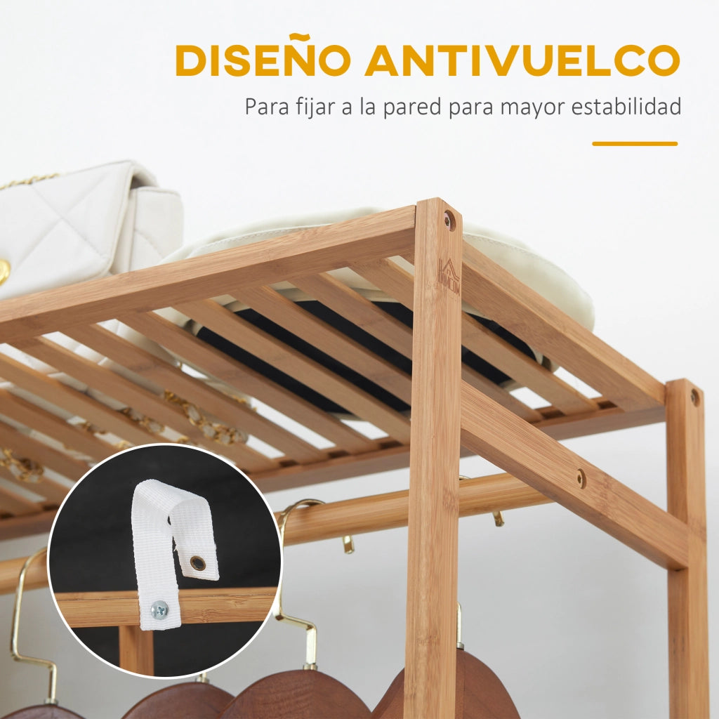 Appendiabiti in Bamb¨´ con Ripiani e Ganci ¨C Zephmum ¨C 90x30x145 cm