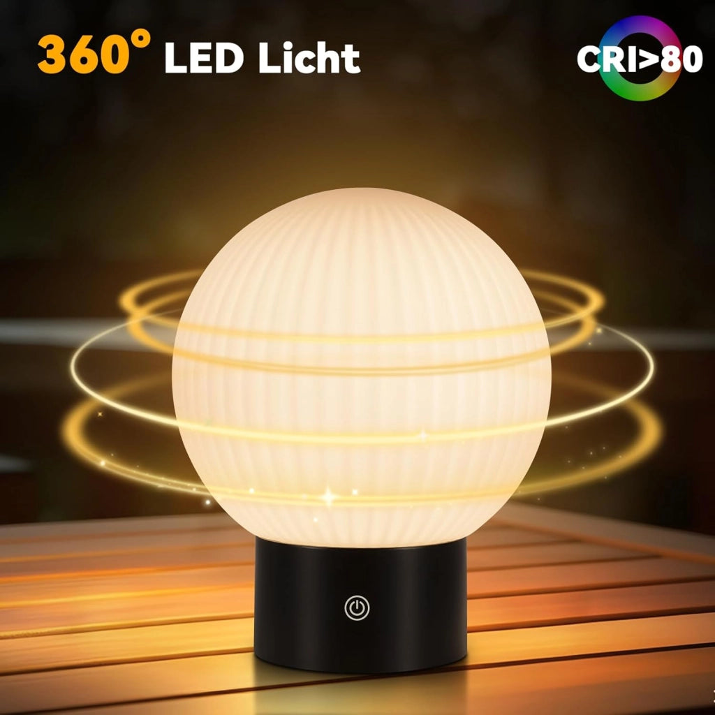 ZMH Lampada da tavolo LED bianca wireless rotonda touch dimmerabile ricaricabile per camera letto comodino