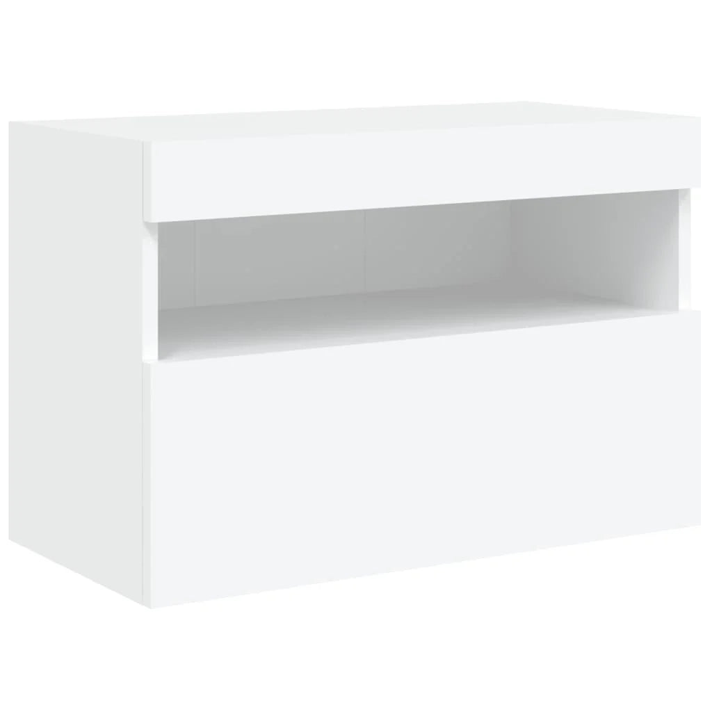 Mobile TV multimediale scaffale TV credenza mobile TV sala da pranzo soggiorno camera da letto montaggio a parete con luci LED 60 x 30 x 40 cm bianco 02_0027898