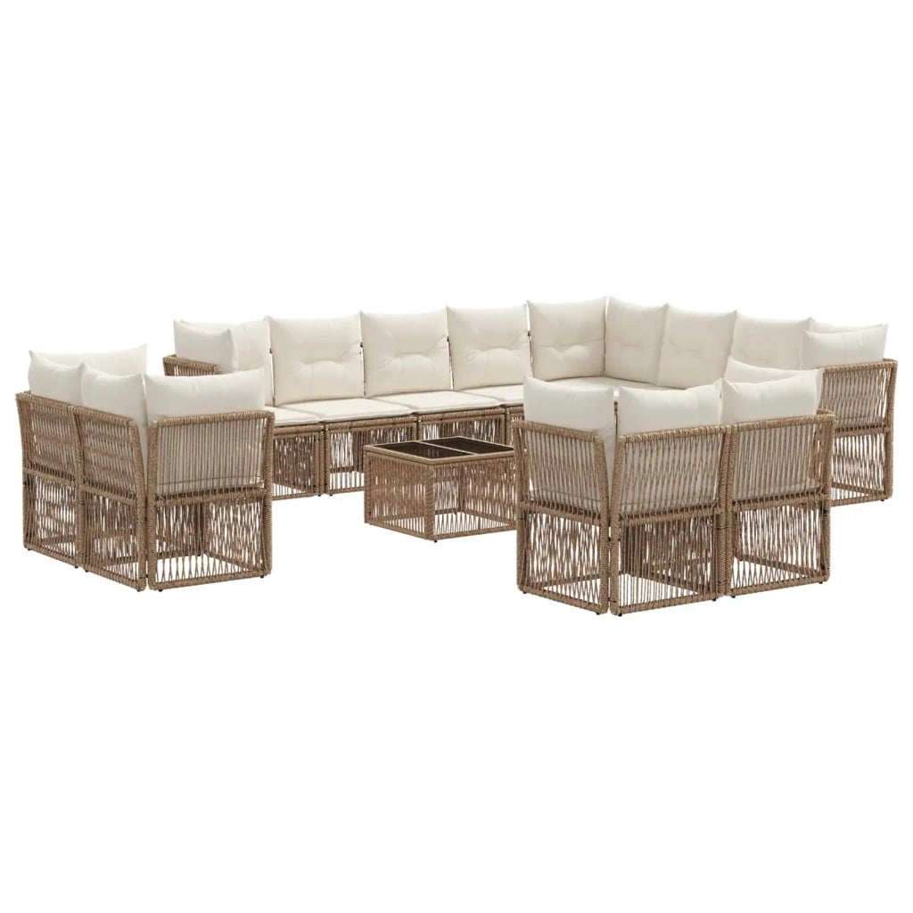 Set Divano da Giardino 13 pcs Beige polyrattan