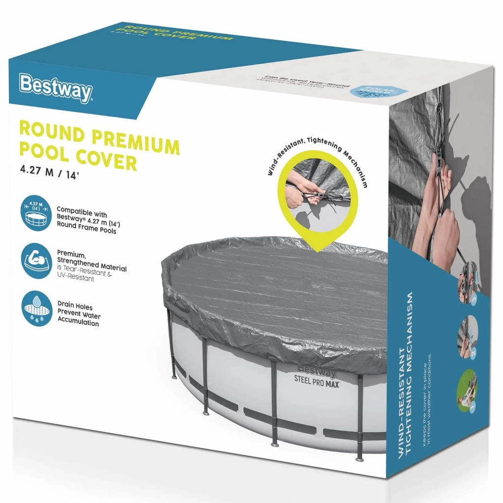 Bestway Copertura per piscina Ø4,57 m Rotondo Poliestere Grigio 42035727