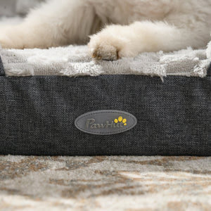 Cuccia Imbottita per Cani Taglia Media con Cuscino Rimovibile Lavabile 90x69x21cm Grigio Carbone