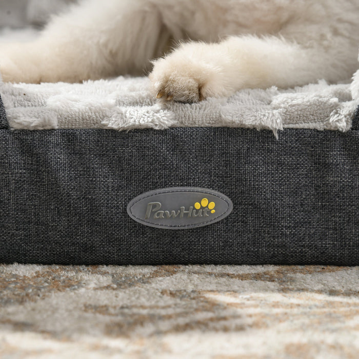 Cuccia per Cani Taglia Grande Imbottita con Cuscino Rimovibile Lavabile 120x80x22 cm Grigio Carbone
