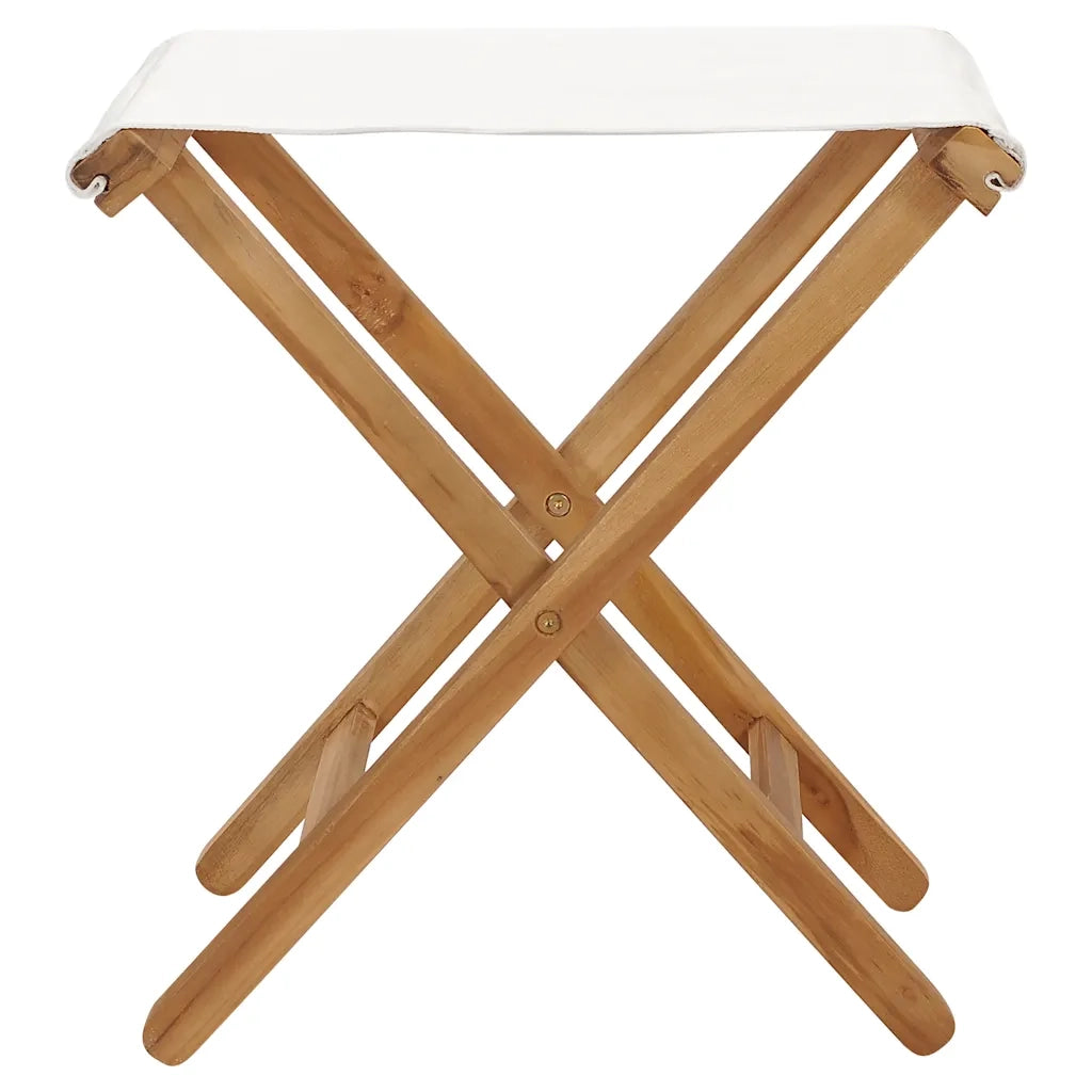 Sedie Pieghevoli 2 pz | Sedie da Esterno in Legno di Teak e Tessuto Bianco Crema