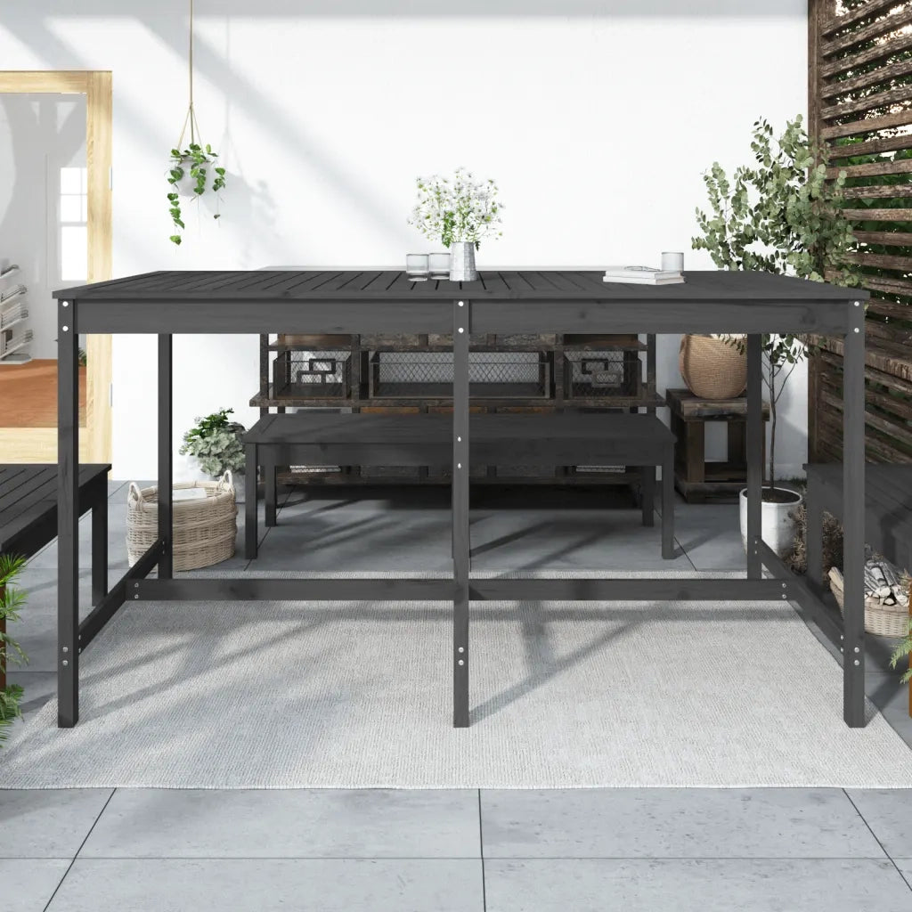 Tavolo da Giardino | Tavolino da esterno Grigio 203,5x90x110cm Legno Massello di Pino