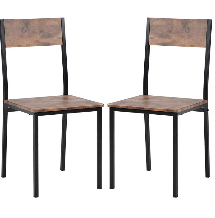 Gruppo da pranzo 108x65x75 cm con piano in pannello truciolare e struttura in metallo; marrone