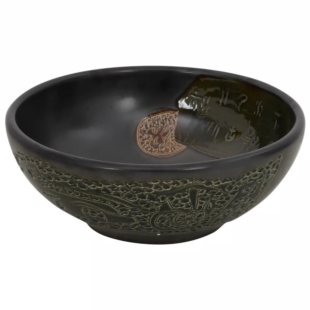 Lavabo da Appoggio Nero Rotondo ¦µ41x14 cm Ceramica CFW5560600