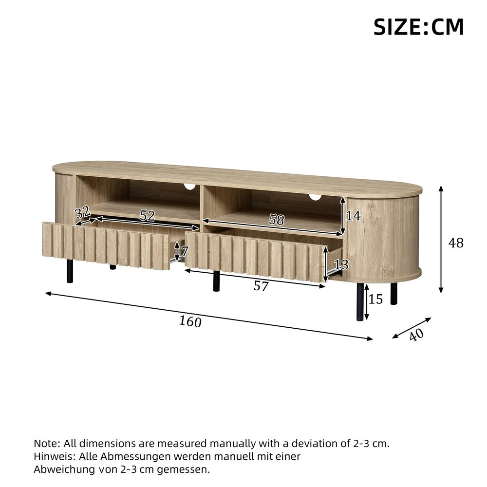 Mobile TV Lowboard ¨C Xylo ¨C Legno Naturale, MDF, 2 Ante 2 Cassetti, 160x40x48 cm