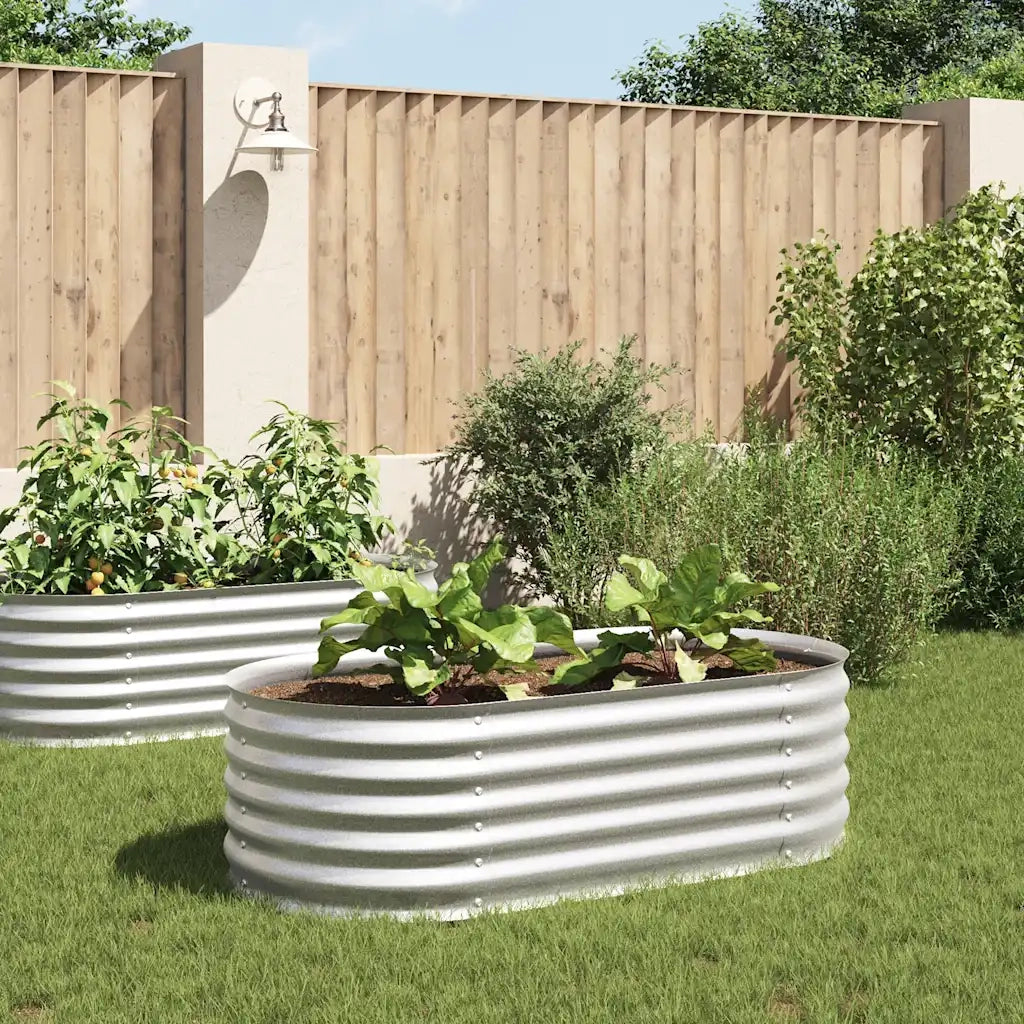 Letto Rialzato Giardino 160x80x44 cm in Acciaio Zincato Argento 45519