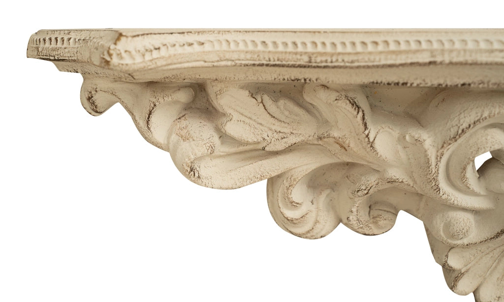 Biscottini MENSOLA A MURO IN LEGNO FINITURA BIANCA ANTICATA L45XPR12,5XH14 cm MADE IN ITALY