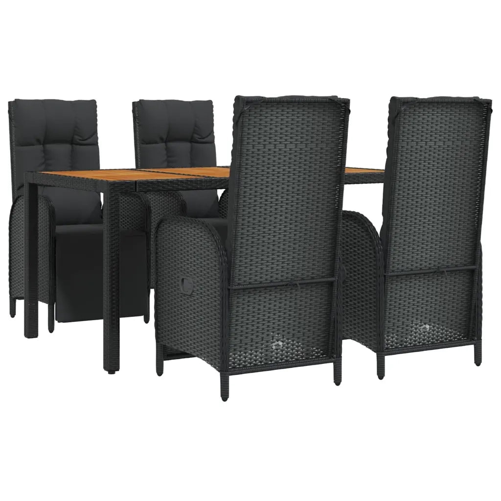 Set da Pranzo da Giardino 5 pz Nero con Cuscini in Polyrattancod mxl 76465