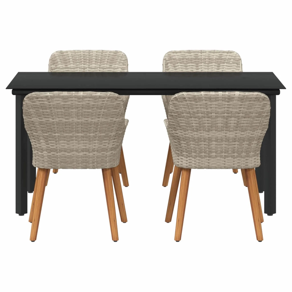 Set da Pranzo per Giardino 5 pcs Grigio chiaro polyrattan
