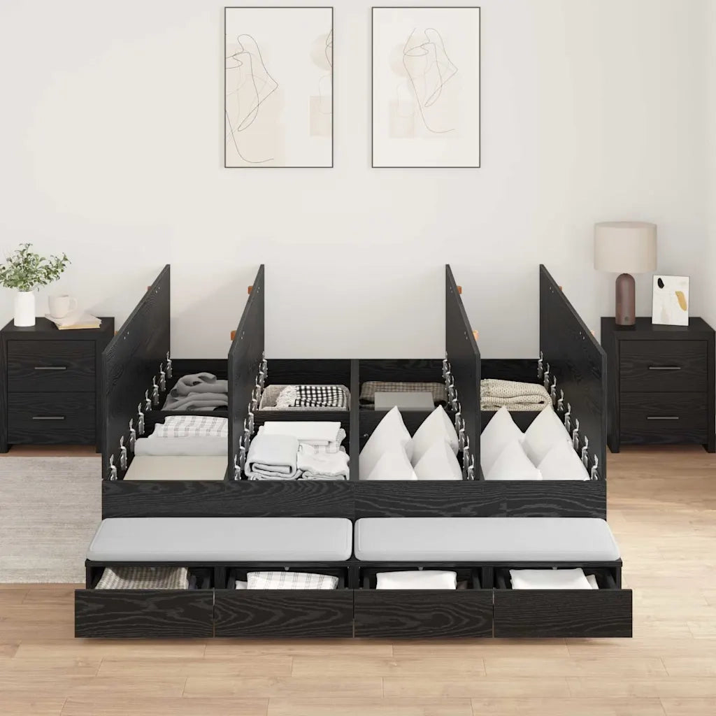 Struttura letto con contenitore con cassetto Rovere Nero 160 cm 3335654