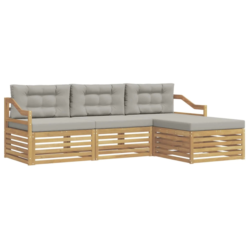 Set di divani da esterno 4 pz Bianco e Grigio Chiaro Poliestere 3390301