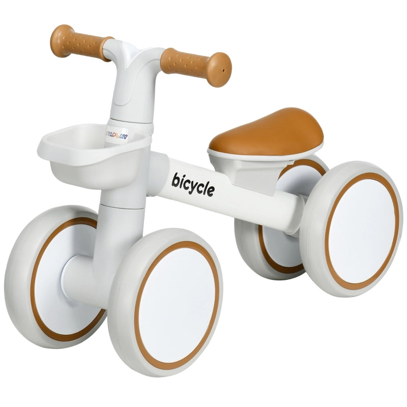 Bici senza pedali, sella regolabile, ruote silenziose, 1-3 anni, fino a 20 kg, marrone/bianco