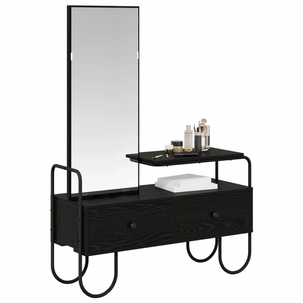Tavolo da Trucco con cassetto Rovere Nero Legno ingegnerizzato 8007683