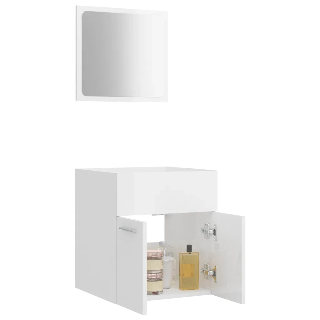 Set Mobili da Bagno 2 pz Bianco Lucido in Truciolato cod mxl 60668
