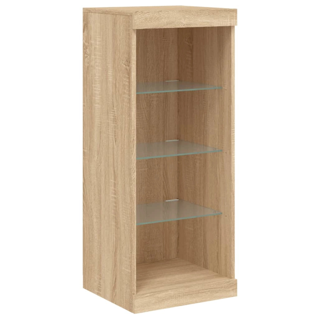 Buffet credenza cassettiera armadio mobile contenitore organizer per cucina soggiorno salotto con luci a LED 3 pezzi in legno ingegnerizzato Sonoma marrone 02_0037214