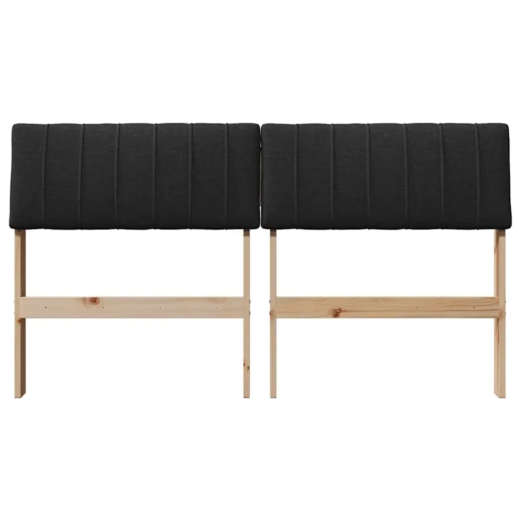 Testiera imbottita Nero 135 cm Pino massello 879236
