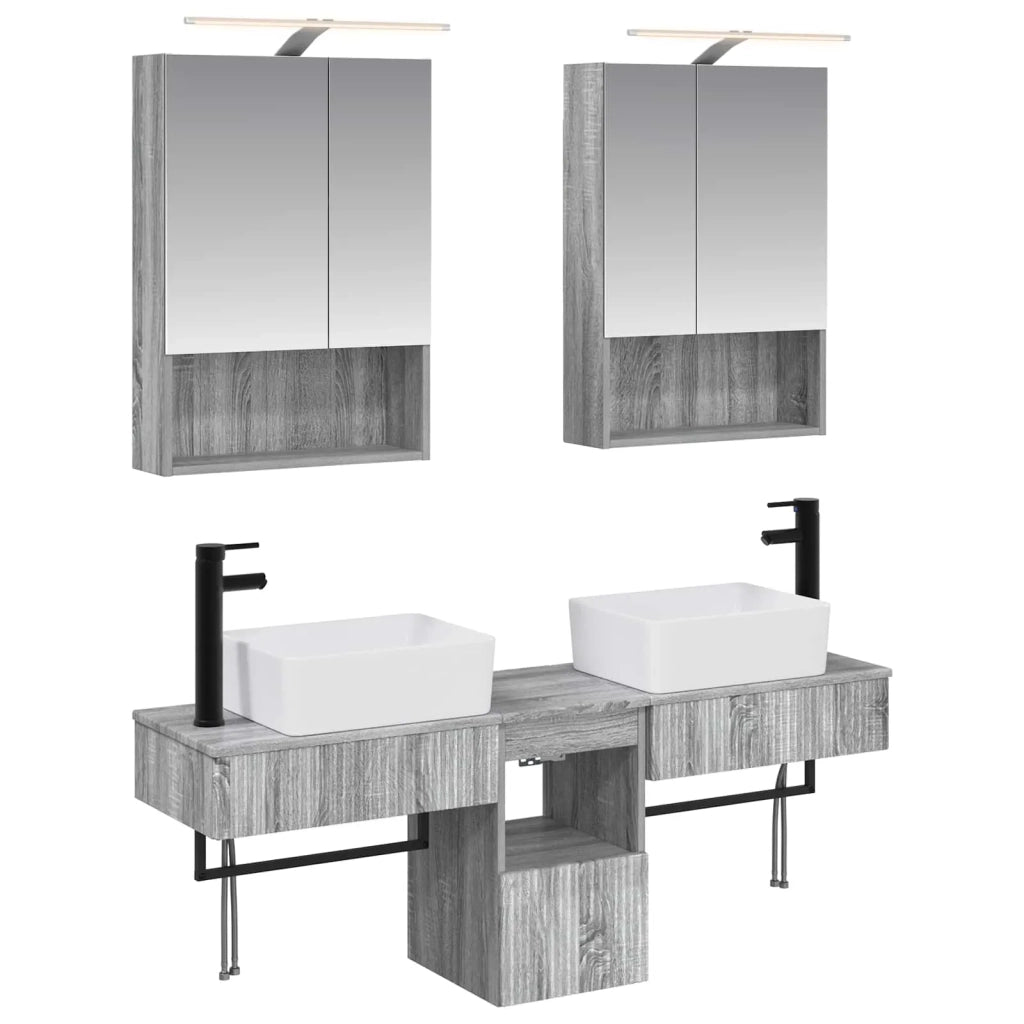 Set di Armadi da Bagno 5 pcs Sonoma grigio 50 x 14,5 x 70 cm 3406324