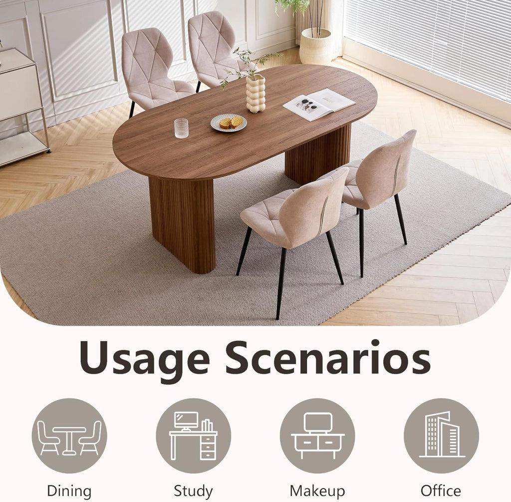 GrandCA HOME Tavolo da Pranzo Ovale in Legno, Tavolo da Cucina Moderno da 180 CM, Ampia Scrivania in MDF per 6-8 Persone (Marrone Scuro)
