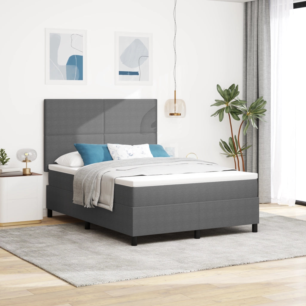 Letto con Box Spring e Materasso Grigio Chiaro 140x200 cm Tessuto in Corduroy