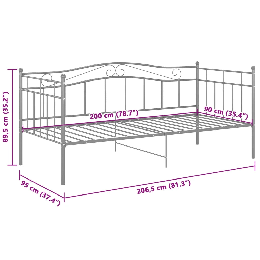 Telaio Divano Letto Grigio in Metallo 90x200 cm