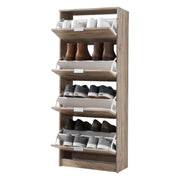 Mobile Portascarpe Santina, Scarpiera 8 Ripiani, 67x28x155.5h cm Marrone Rovere Grigio