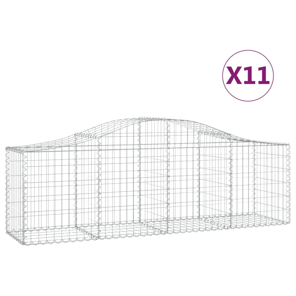 Cesti Gabbioni ad Arco 11 pz 200x50x60/80 cm Ferro Zincato 3145607
