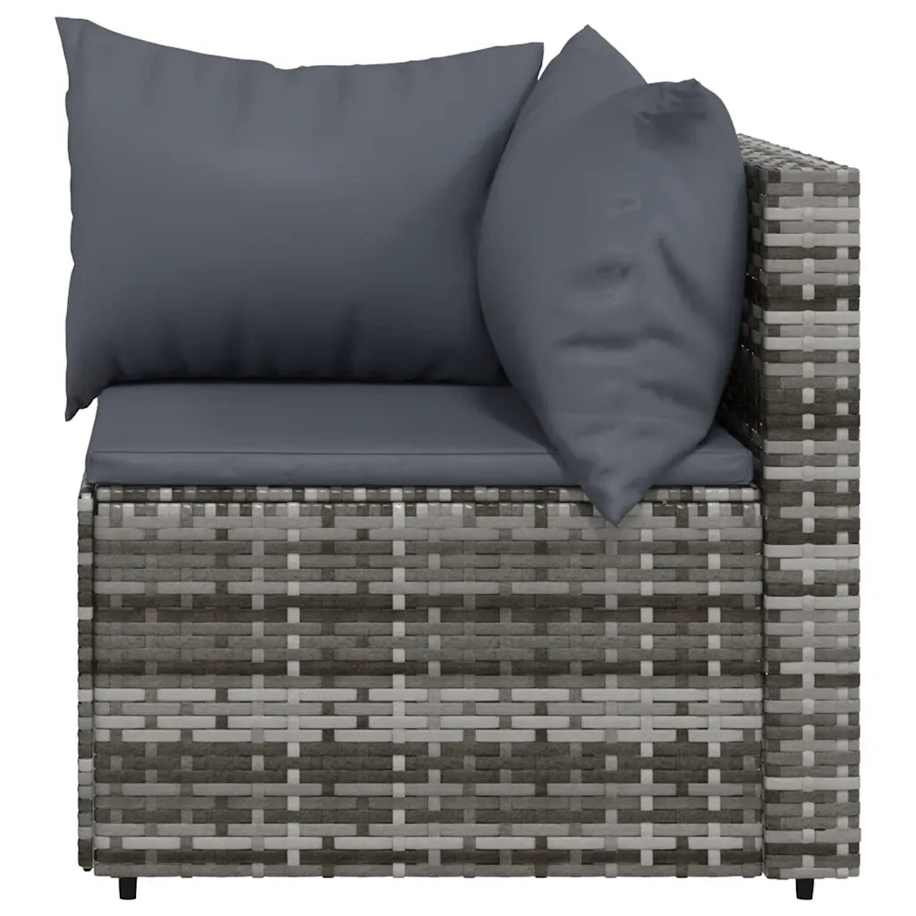 Set Divani da Giardino 3 pz | Set Salotto da Giardino con Cuscini in Polyrattan Grigio