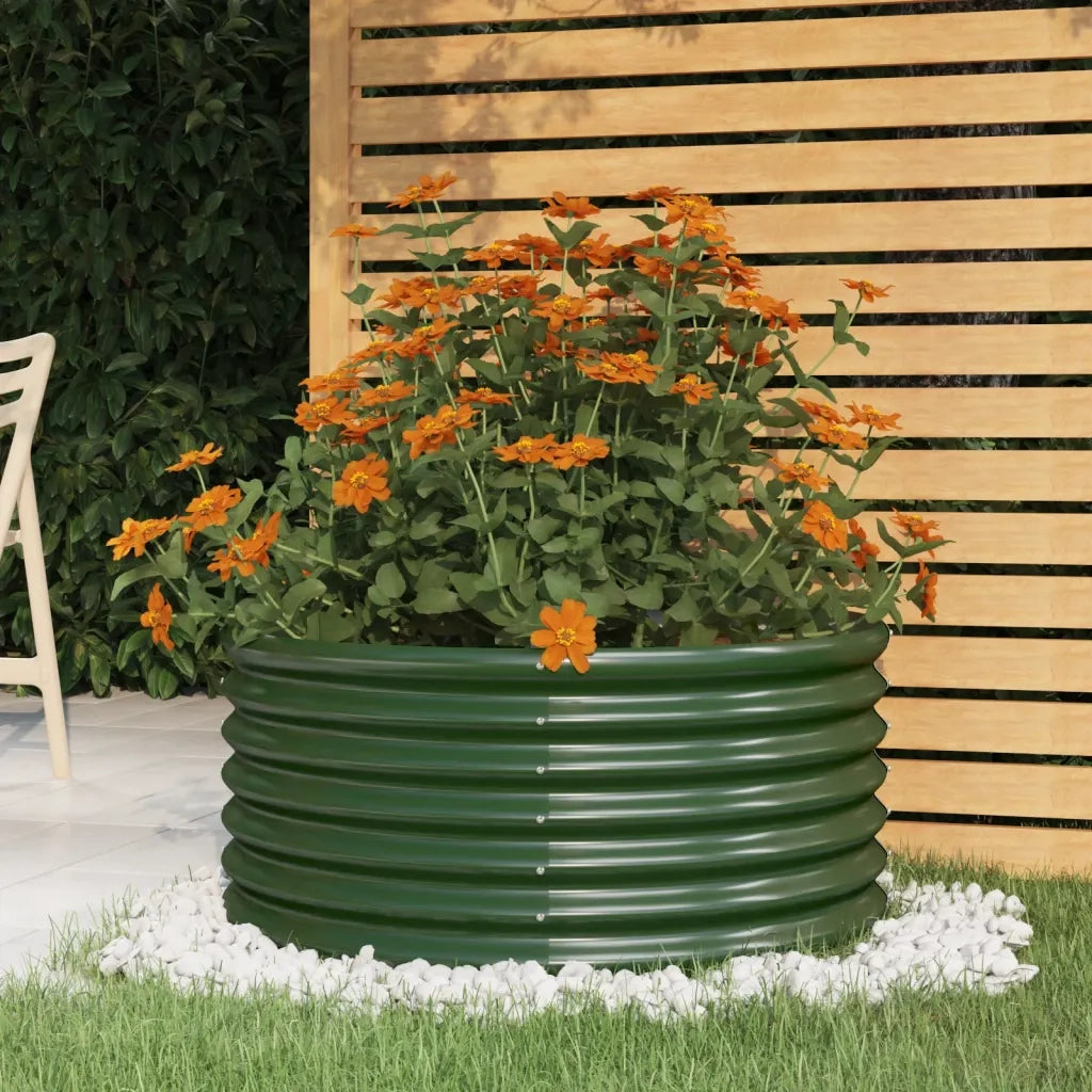 Vaso da giardino Acciaio zincato-Fioriera da Esterno-Contenitore per Piante 80x80x36 cm Verde