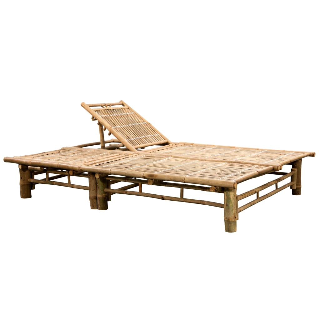 Lettino prendisole sedia a sdraio lettino prendisole letto da giardino mobili da esterno per patio 200 cm per 2 persone con cuscini in bambù 02_0012898