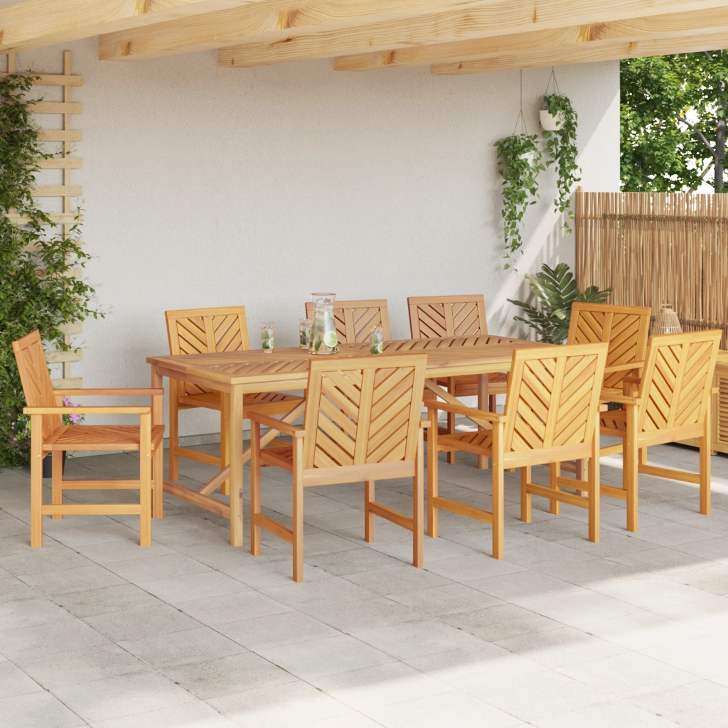 Set Pranzo Giardino 7 Pezzi Legno Massello Acacia