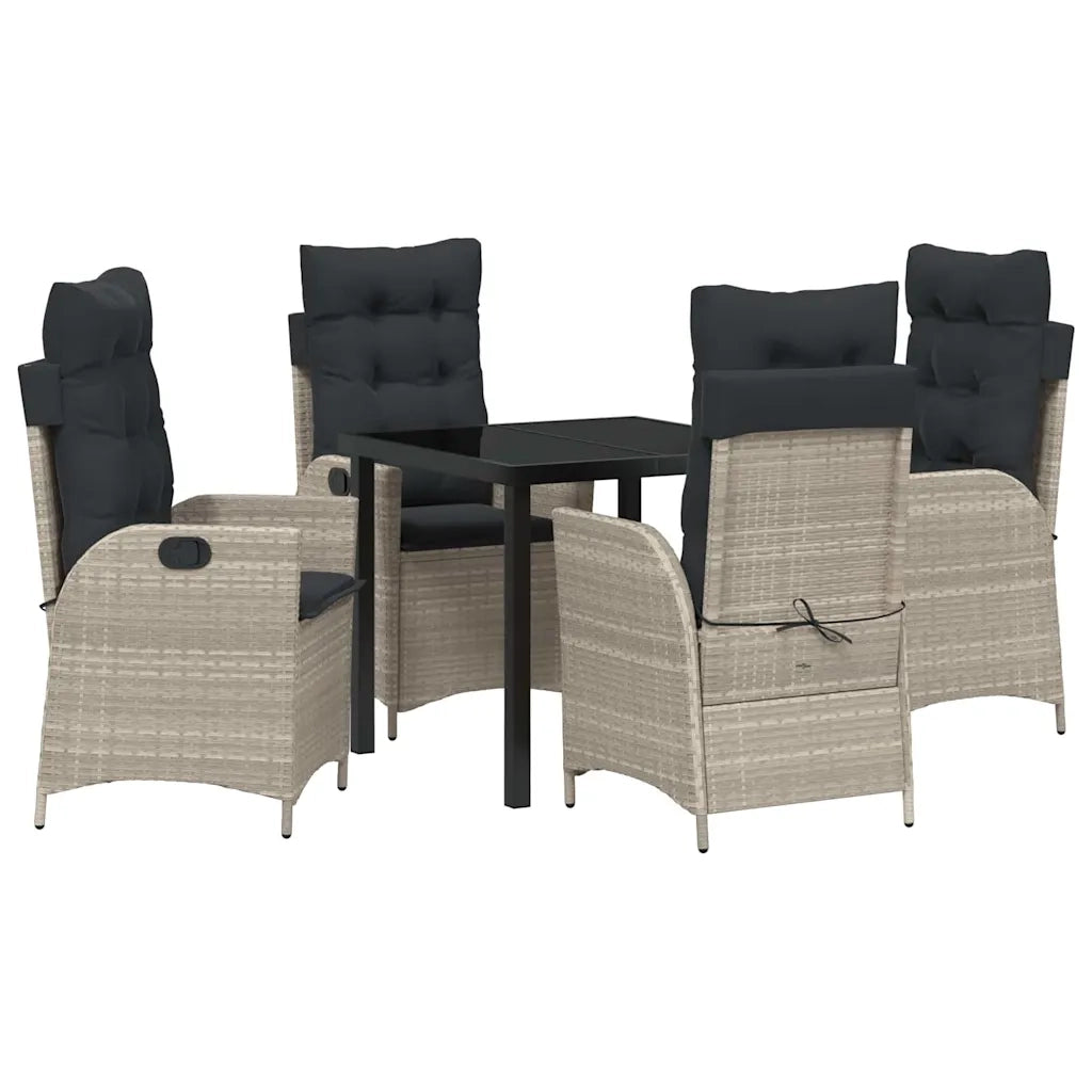 Set da Pranzo per Giardino 5 pcs Grigio chiaro polyrattan 3380520
