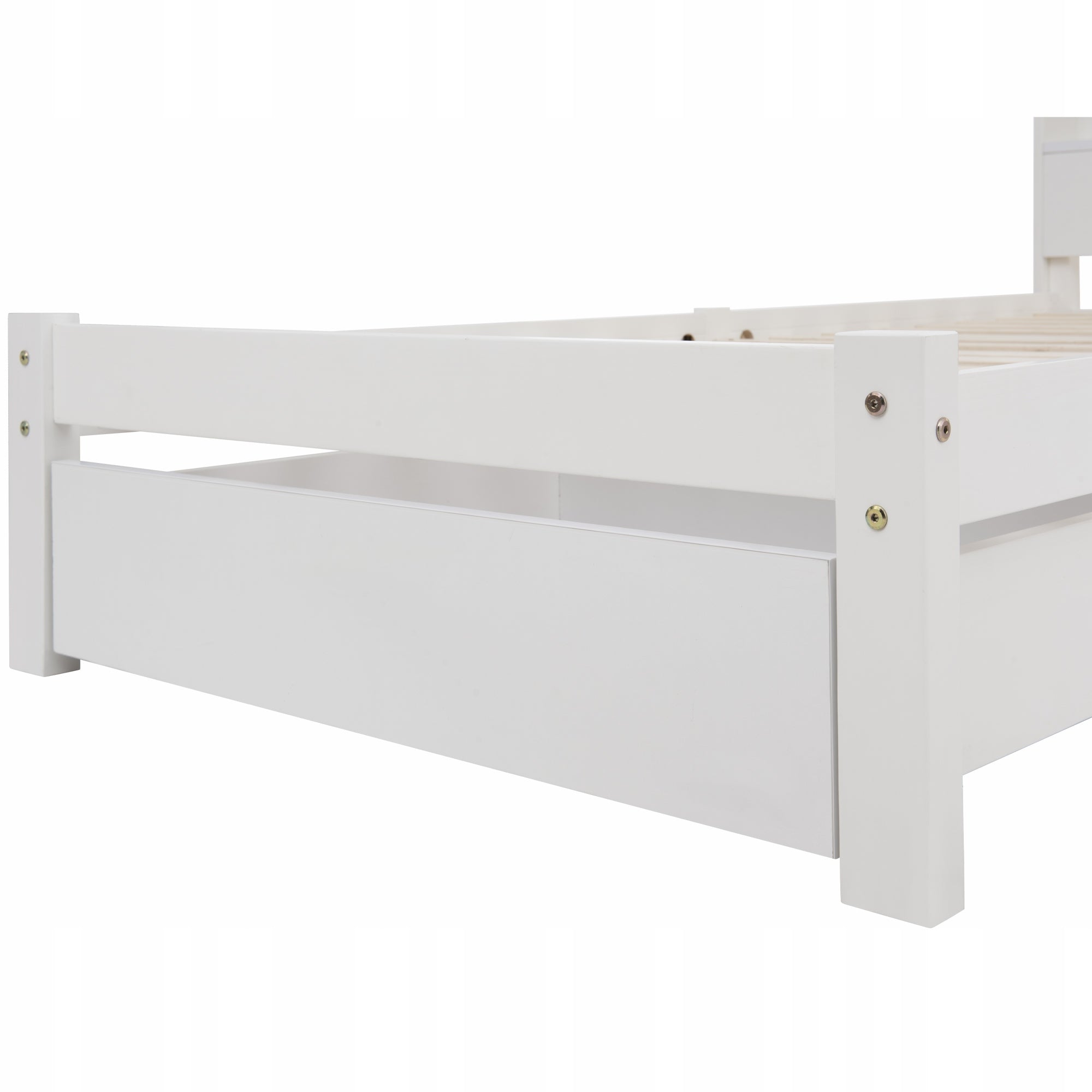 Letto con cassetti e scaffale per libri - Xylo - 140x200cm - Bianco - Per bambini/ragazzi