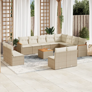 Set Divano da Giardino 13 pz con Cuscini Beige in Polyrattan 3258880