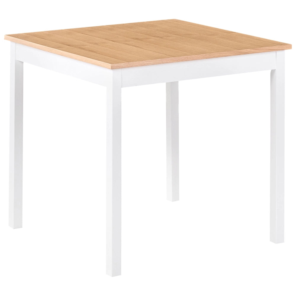 Tavolino da pranzo in MDF impiallacciato rovere chiaro con gambe in pino bianco 80 x 80 cm