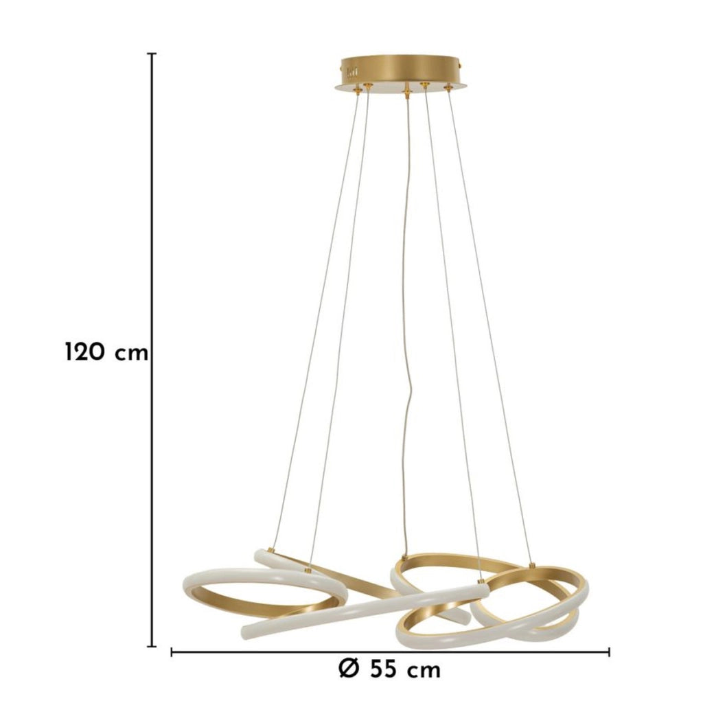 Lampadario Glovy in oro satinato con spirali LED regolabili