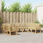Set di divani da esterno con cuscino 9 pcs Bianco e Beige