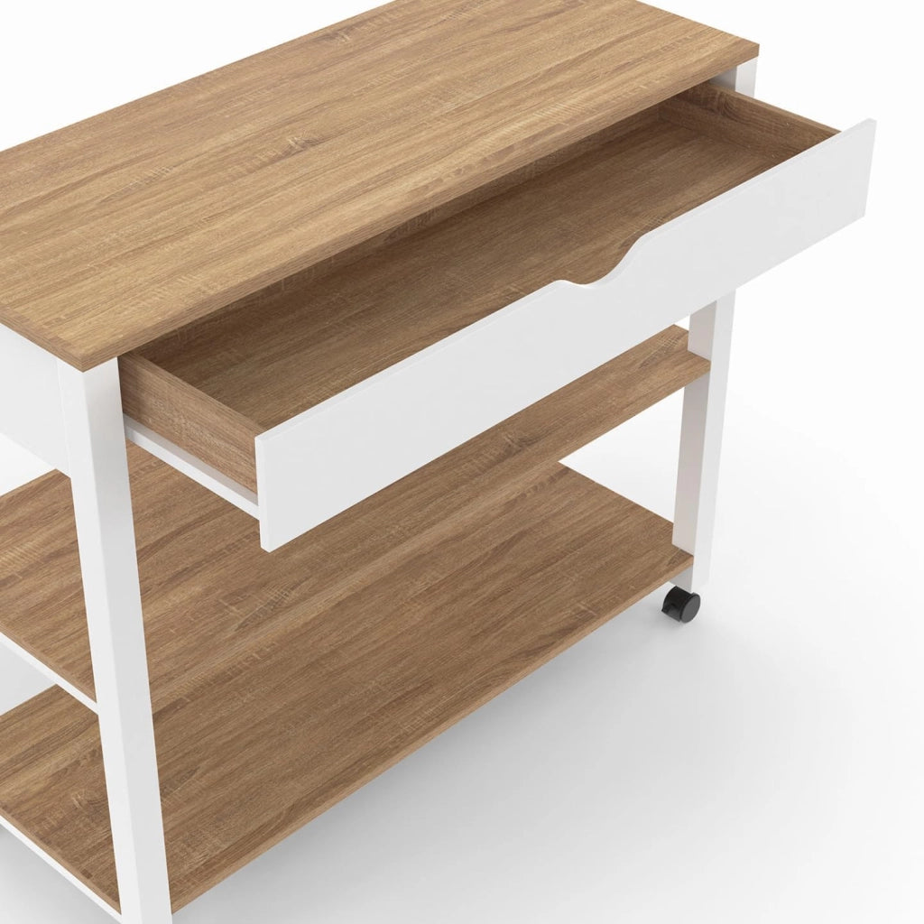 Credenza PENH XXL con cassetto e piano di lavoro in faggio bianco L.100 CM