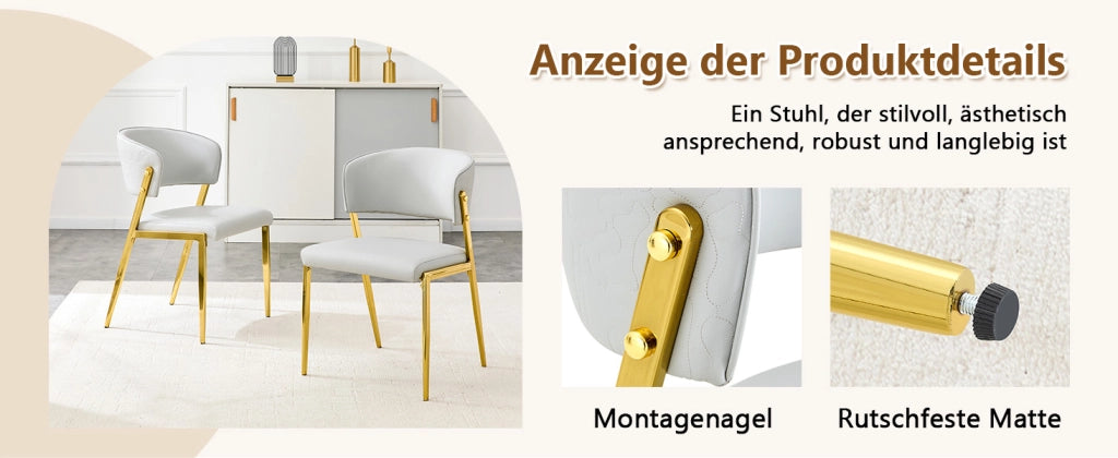 SEDIA da pranzo moderna, set da 2 pezzi, struttura in metallo, grigio chiaro
