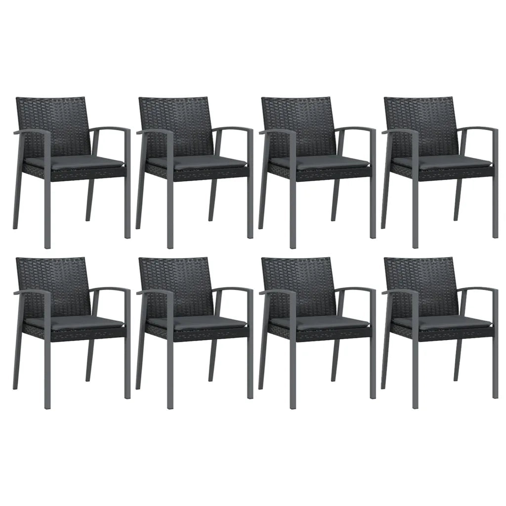 Set Pranzo da Giardino 9 pz con Cuscini in Polyrattan e Acciaio
