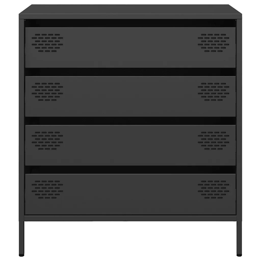 Credenza Nera 68x39x73,5 cm in Acciaio Laminato a Freddo 851286