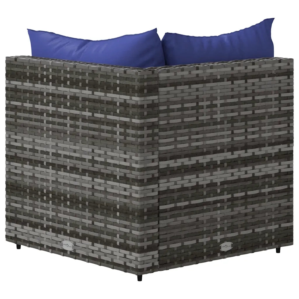 Divano Angolare da Giardino con Cuscini-Sofa da Giardino-Divanetto da esterno in Polyrattan Grigio 714640
