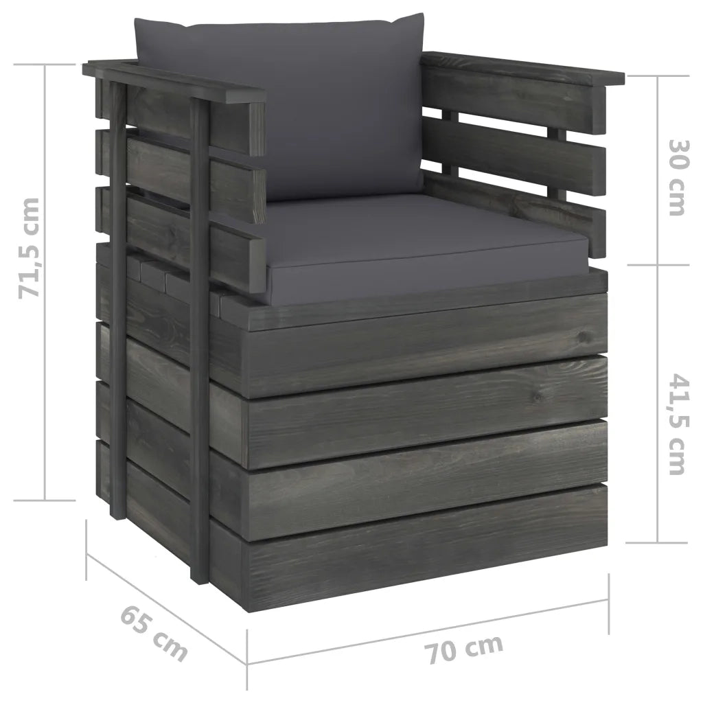 Poltrona da Giardino con Cuscini in Legno di Pino cod mxl 72351