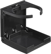 Supporto per tazza pieghevole e regolabile per auto, camper e caravan - Fissaggio a vite e ad adesivo - Morsetto regolabile (58-98 mm) (nero)